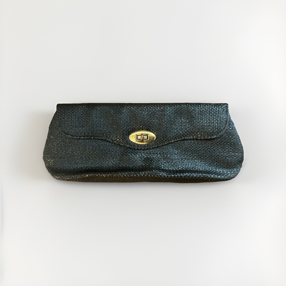 Vintage black woven clutch bag